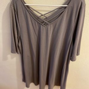 Lane Bryant gray strappy tee